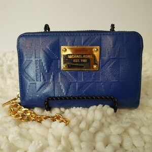 Michael Kors Sapphire Blue Zip Around Wristlet